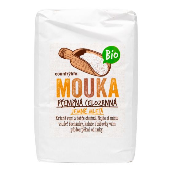 VÝPREDAJ!!!Múka pšeničná celozrnná jemne mletá 1 kg BIO   COUNTRY LIFE