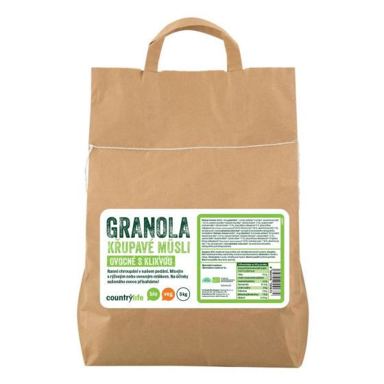 Granola - Chrumkavé ovsené müsli ovocné s brusnicou 5 kg BIO   COUNTRY LIFE