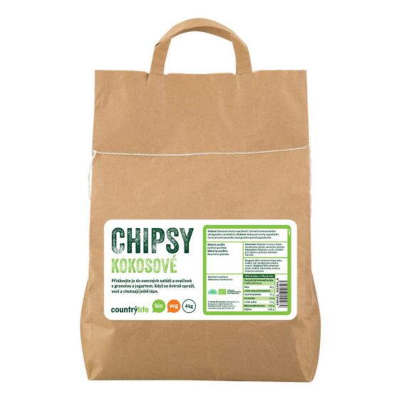 Kokosové chipsy 4 kg BIO   COUNTRY LIFE