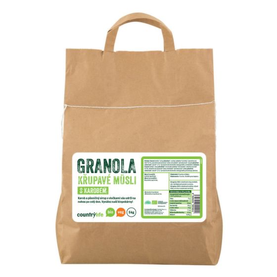 Granola - Chrumkavé ovsené müsli s karobom 5 kg BIO   COUNTRY LIFE