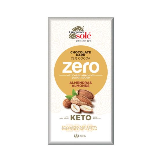 Čokoláda horká s mandľami a stéviou bez cukru 100 g   SOLÉ