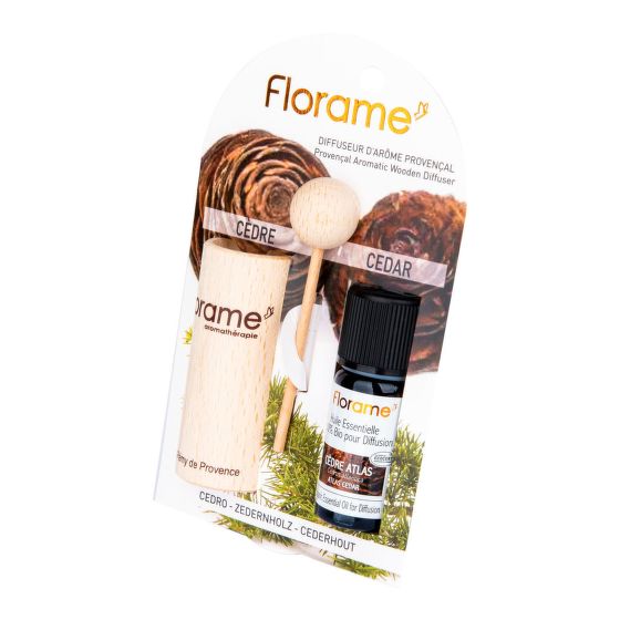Difuzér provensálský drevený + éterický olej Céder 10 ml BIO FLORAME