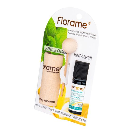 Difuzér provensálský drevený + éterický olej Mäta-citrón 10 ml BIO FLORAME