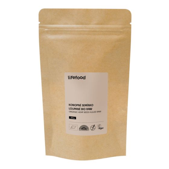 VÝPREDAJ!!!Semienka konopné lúpané RAW 250 g BIO   LIFEFOOD