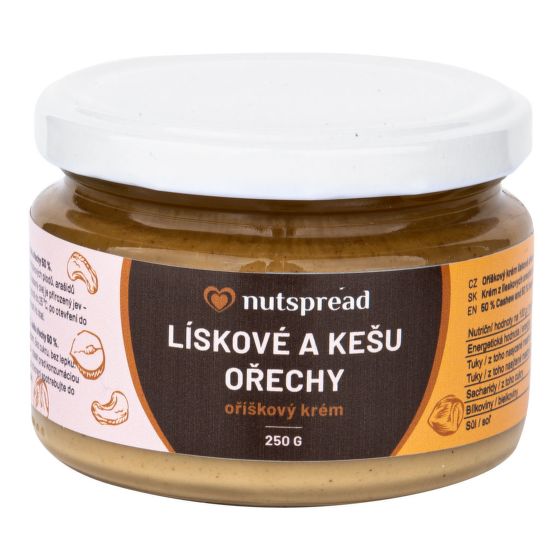 Krém z pražených lieskových a kešu orechů 250 g   NUTSPREAD