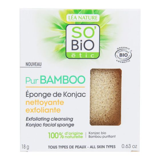 Špongia konjac s bambusom – exfoliačné čistenie pleti – rada Pur BAMBOO 18 g   SO’BiO étic