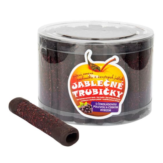 Trubičky jablčné s čiernymi ríbezľami a čokoládou dóza 540 g   BIOPRODUKT JT