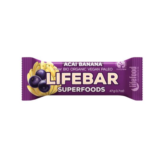 Tyčinka Lifebar acai banánová 47 g BIO   LIFEFOOD