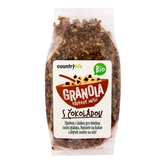 Granola - Chrumkavé ovsené müsli s čokoládou 350 g BIO   COUNTRY LIFE