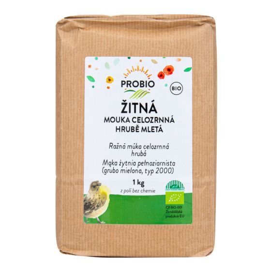 Múka ražná celozrnná hrubo mletá 1 kg BIO   PROBIO