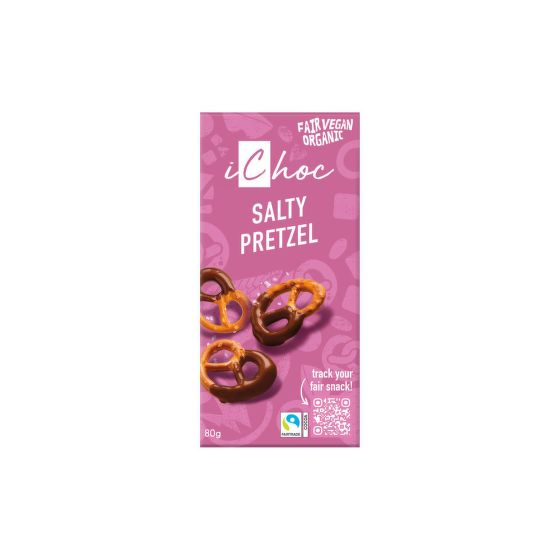 Čokoláda vegán slaný praclík iChoc 80 g BIO VIVANI