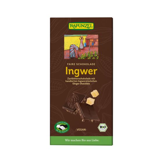 Čokoláda horká so zázvorom 80 g BIO   RAPUNZEL