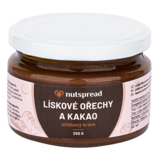Krém z pražených lieskových orechov s kakaom 250 g   NUTSPREAD