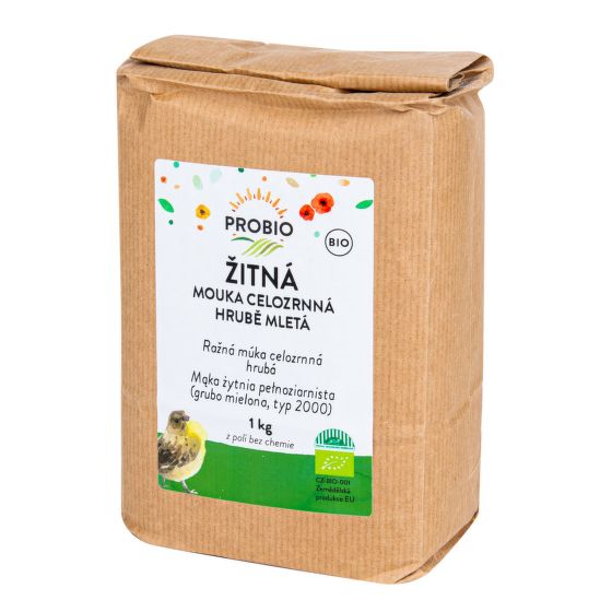 Múka ražná celozrnná hrubo mletá 1 kg BIO   PROBIO