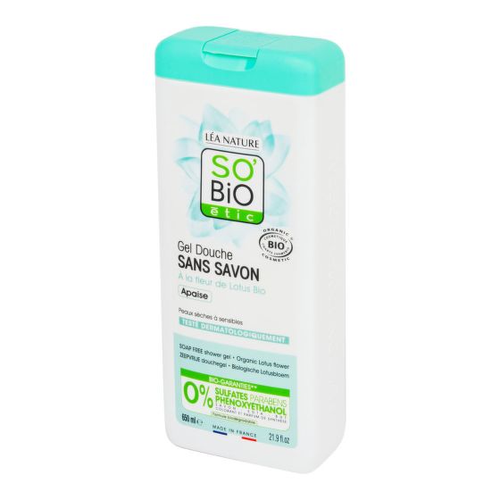 Gél sprchový BEZ MYDLA s lotosovým kvetom 650 ml BIO   SO’BiO étic 
