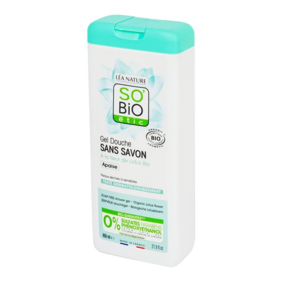 Gél sprchový BEZ MYDLA s lotosovým kvetom 650 ml BIO   SO’BiO étic 