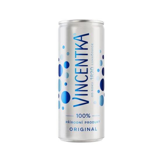 Vincentka minerálna voda plech 250 ml   VINCENTKA