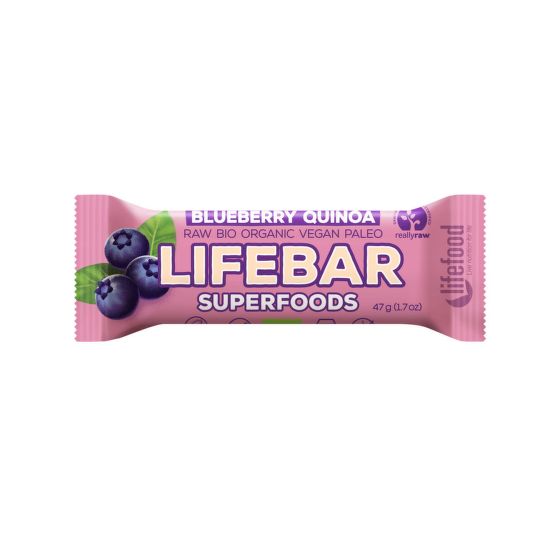 Tyčinka Lifebar čučoriedková s quinoa 47 g BIO   LIFEFOOD