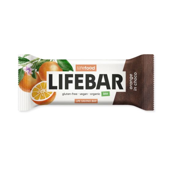 Tyčinka Lifebar pomaranč v čokoláde RAW 40 g BIO   LIFEFOOD