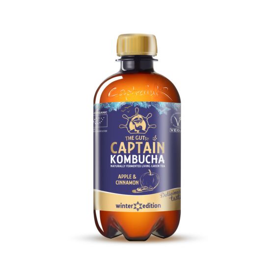 Captain kombucha jablko a škorica zimná edícia 400 ml BIO   THE GUTSY