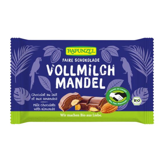 Čokoláda mliečna s mandľami 100 g BIO   RAPUNZEL