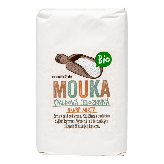 VÝPREDAJ!!!Múka špaldová celozrnná hrubo mletá 1 kg BIO   COUNTRY LIFE