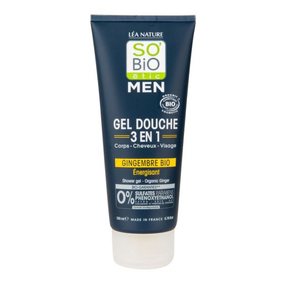 Gél sprchový MEN 3v1 energetizujúca zázvor 200 ml BIO   SO'BiO étic