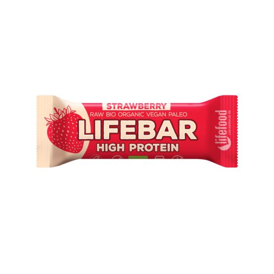 Tyčinka Lifebar proteín jahodová 47 g BIO   LIFEFOOD