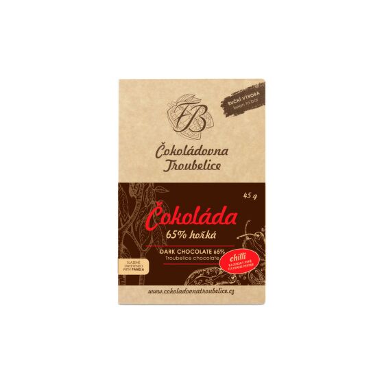 Čokoláda horká 65% s čili 45 g   EDICIÓN NUEVA