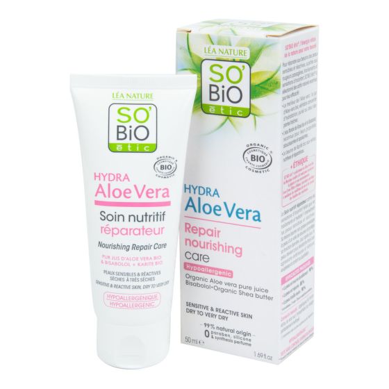 Starostlivosť výživná reparační Aloe vera pre citlivú pleť 50 ml BIO   SO’BiO étic