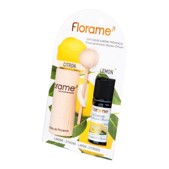 Difuzér provensálský drevený + éterický olej Citrón 10 ml BIO FLORAME